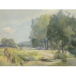 Frank Sherwin - The Thames at Mill End, Hambleden, Buckinghamshire, watercolour, inscribed verso,