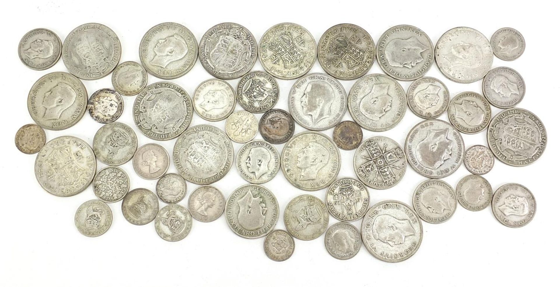 British pre 1947 coinage including half crowns and sixpences
