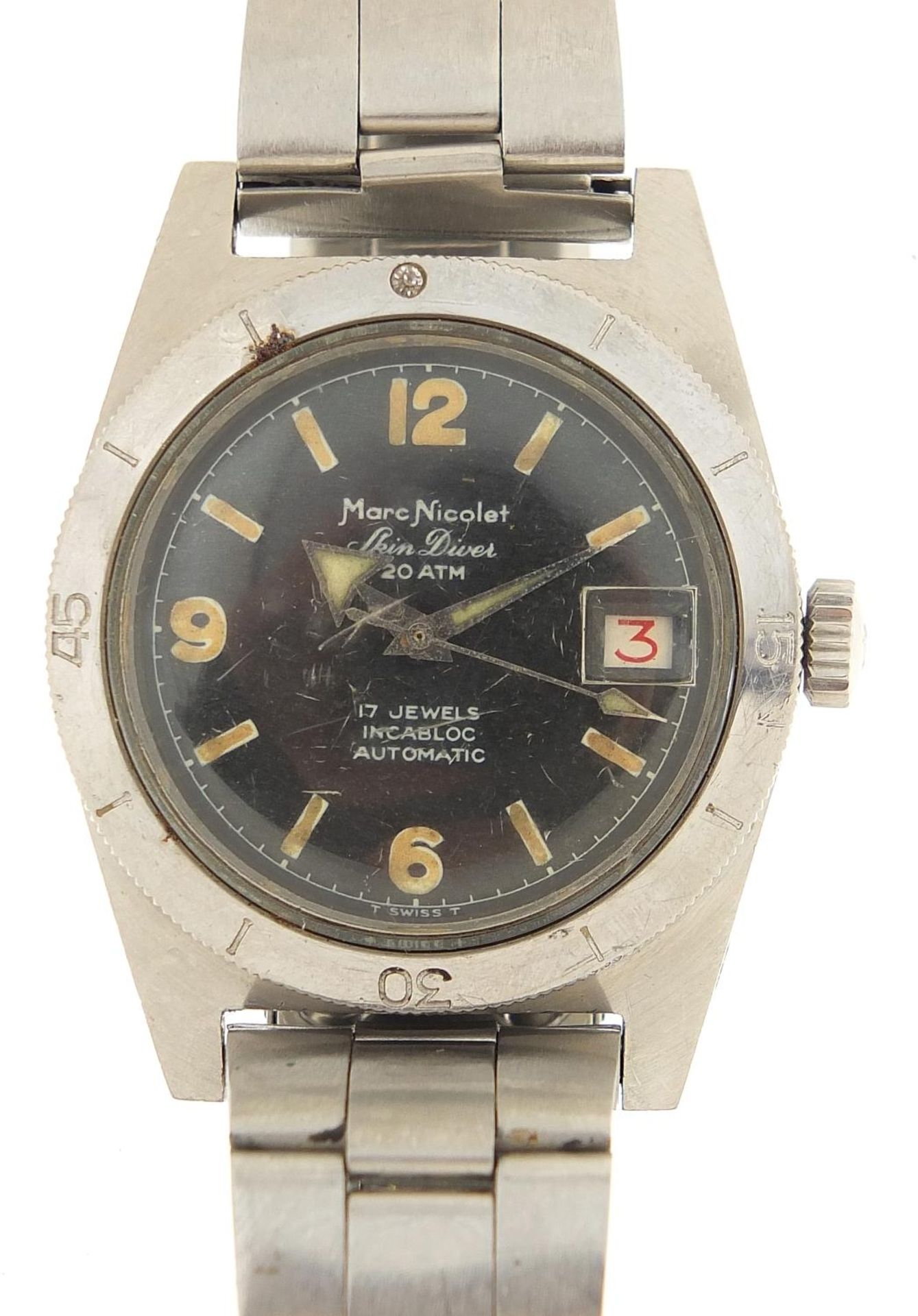 Marc Nicolet, gentlemen's Skin Diver automatic wristwatch with date aperture, 35mm in diameter