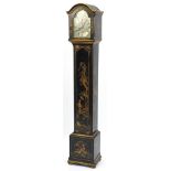 Chinoiserie lacquered tempus fugit long case clock with Westminster chime, 167.5cm high