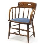 Oak chair with curved back, 77cm high