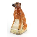 Tony Bennett hand painted pottery seated dog, possibly for Rye pottery, 36cm high