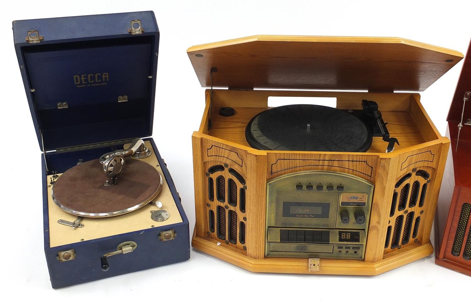 Audio equipment comprising Decca model 10 portable gramophone, Thomas Pacconi phonograph model TPC- - Image 2 of 6