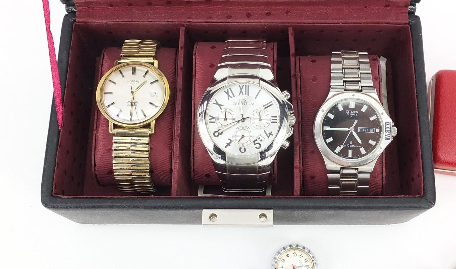 Four vintage and later gentlemen's wristwatches and a ladies Oris fob watch comprising Rotary, - Image 2 of 3