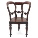 Victorian style mahogany three legged chair, 87cm high