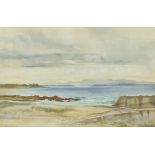 Dorothy Brown - Hopeman Harbour, Scottish watercolour, details verso, mounted, framed and glazed,
