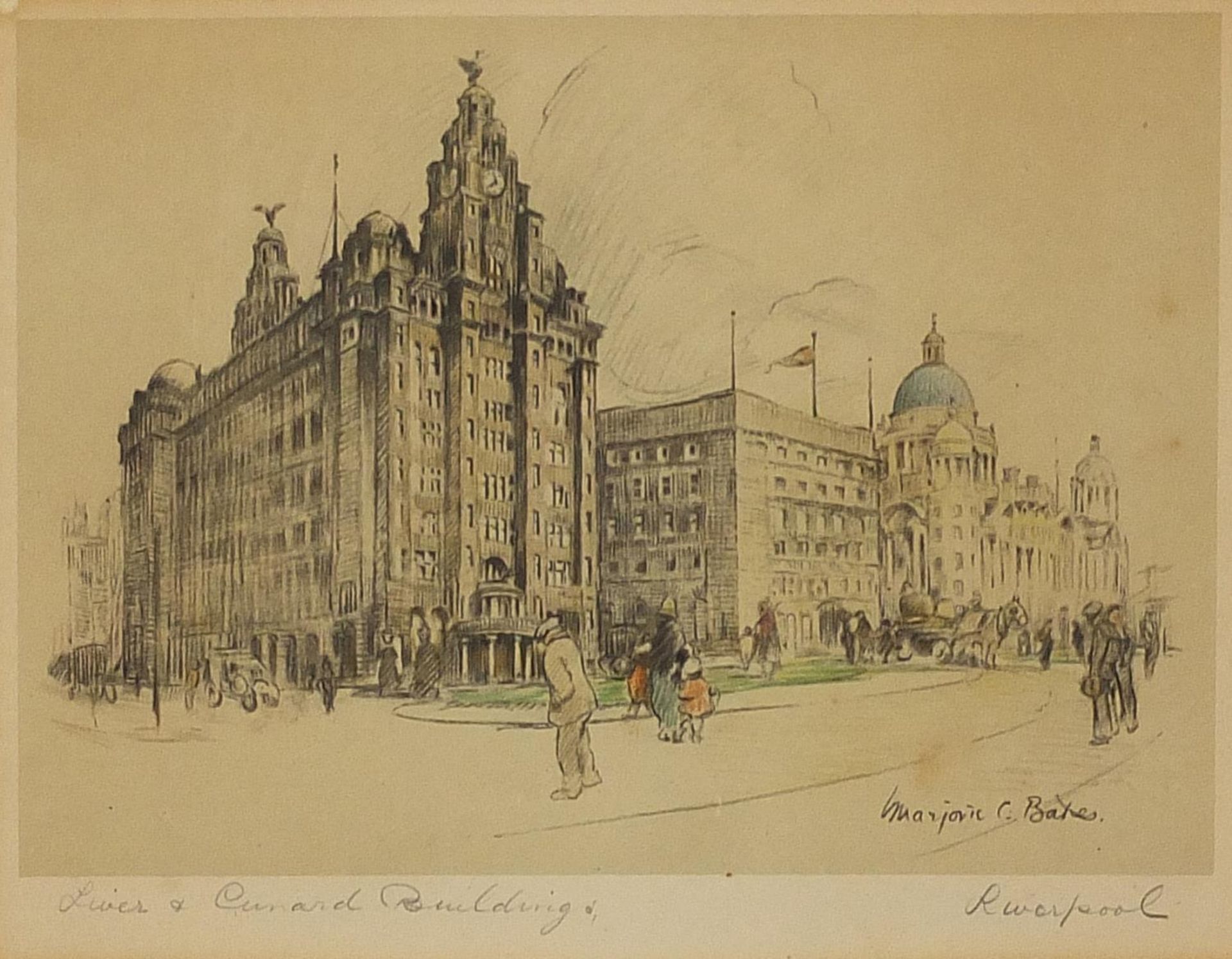 After Marjorie Christine Bates - St George's Hall, Liverpool and Cunard Buildings, pair of pencil - Image 8 of 13