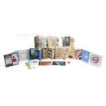 Uncirculated and proof British coinage and Royal Mail 75 Years of the BBC book of stamps including