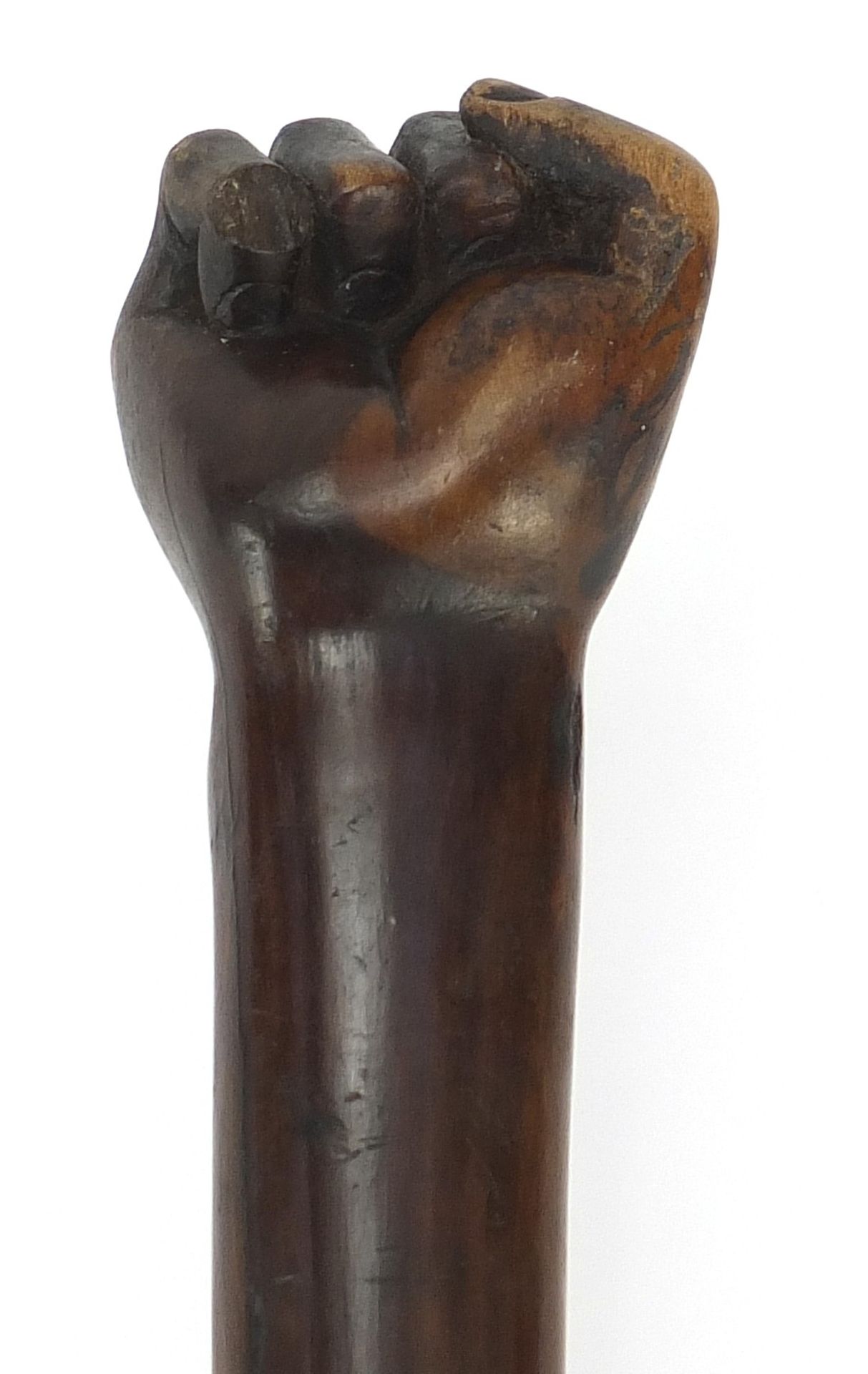 African Tribal interest hardwood club with carved clenched fist, possibly lignum vitae. 53.5cm in - Image 7 of 10