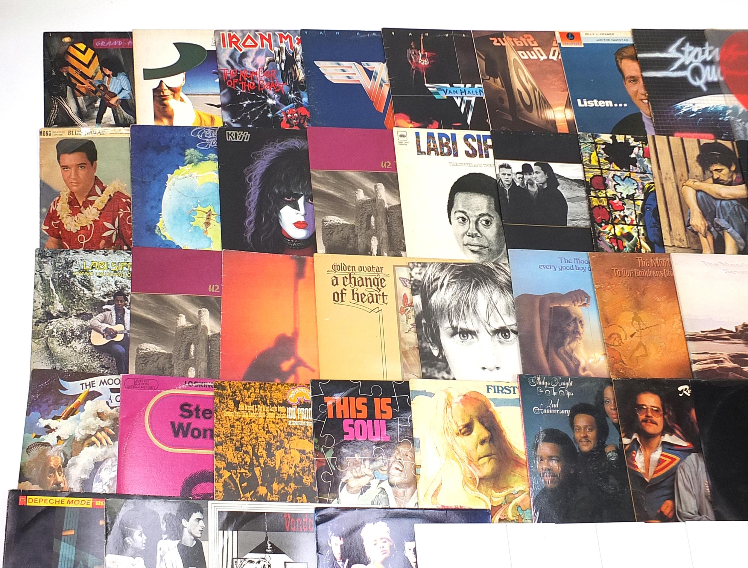 Vinyl LP records including Status Quo, U2, The Moody Blues, Stevie Wonder, The Rolling Stones and - Image 2 of 5