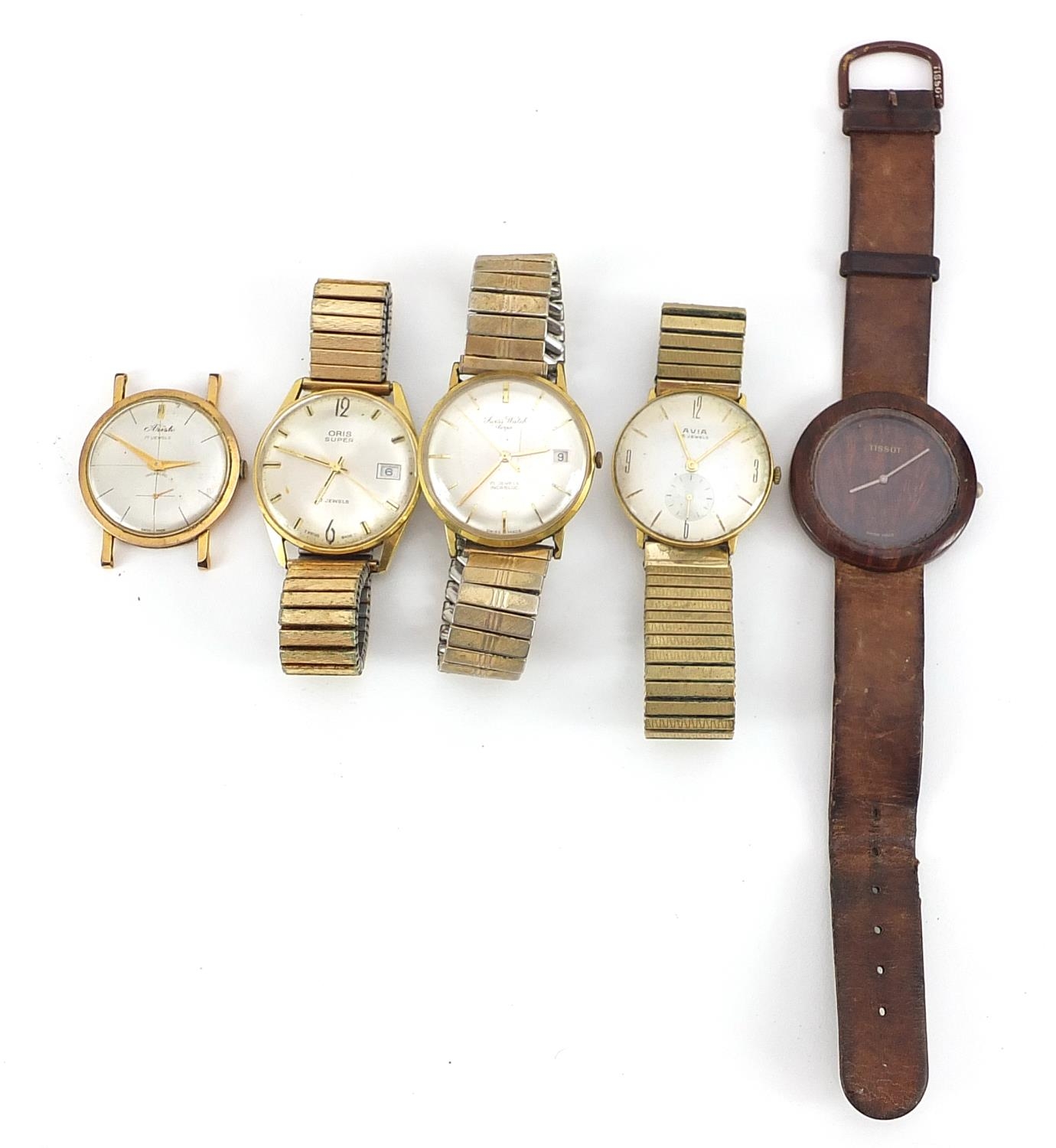 Five vintage gentlemen's wristwatches comprising Avia, Swiss Watch Corporation, Oris, Aristo and - Image 4 of 6