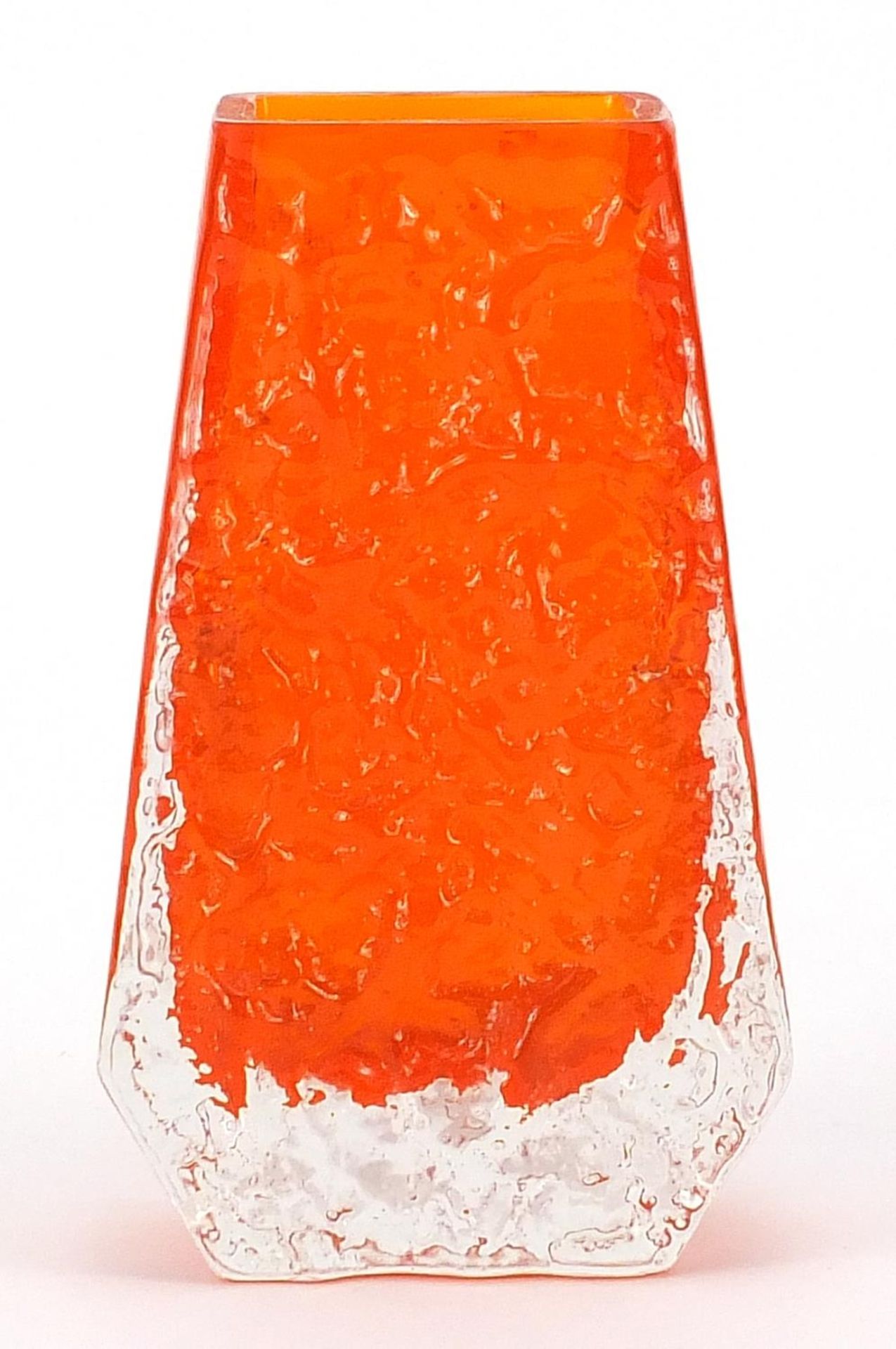 Geoffrey Baxter for Whitefriars, glass coffin vase in tangerine, 13cm high - Image 2 of 3
