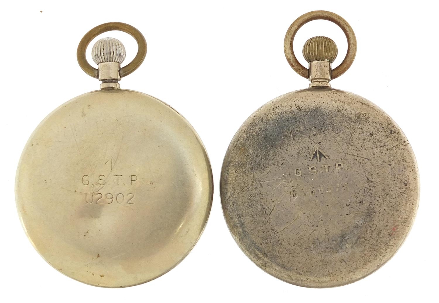 Two military interest open face pocket watches including Leonidas engraved G.S.T.P U2902 and G.S.T.P - Image 2 of 4