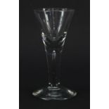 18th century wine glass with enclosed tear drop stem, 16cm high