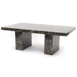 Rectangular Marble coffee table, 46cm H x 130cm W x 76cm D