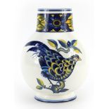 Royal Copenhagen, Danish Blue Pheasant vase, 21cm high