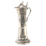 WMF, large German Art Nouveau silver plated jug embossed with stylised flowers, 40.5cm high