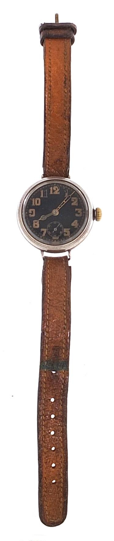 Military interest silver wristwatch with subsidiary dial, 35mm in diameter - Image 2 of 6