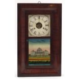 American striking wall clock, depicting "The Front View Of The Capital At Washington" 66cm H x 39.