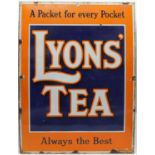 Vintage Lyons Tea enamel advertising sign, 102cm x 76cm