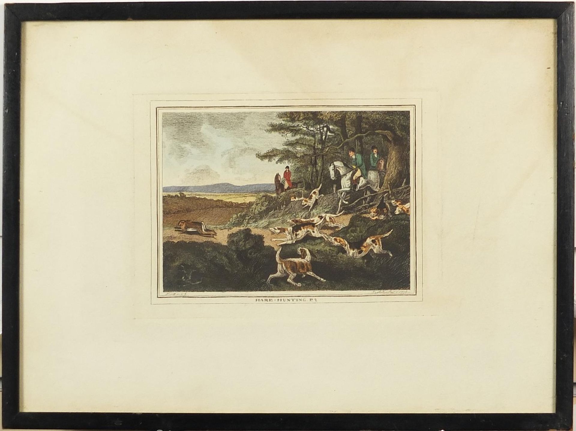 Hare Hunting and Minnow Fishing, pair of late 18th century prints in colour, each framed and glazed, - Image 8 of 10