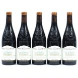 Five bottles of 2005 Domaine Grand Romaine Gigondas Cuvee red wine