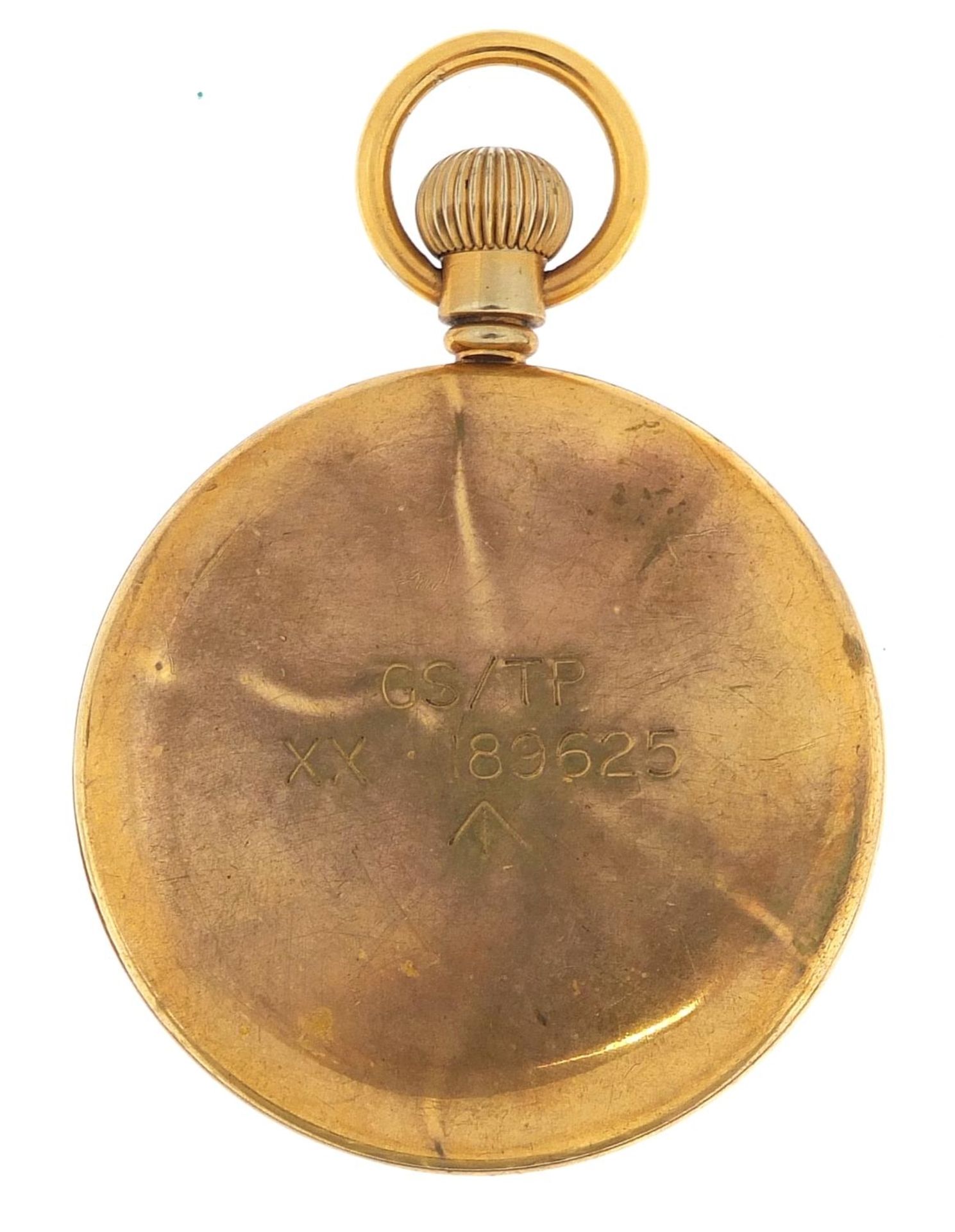 Damas, gentlemen's military interest gold plated open face pocket watch engraved G S/TP XX 189625, - Image 2 of 4