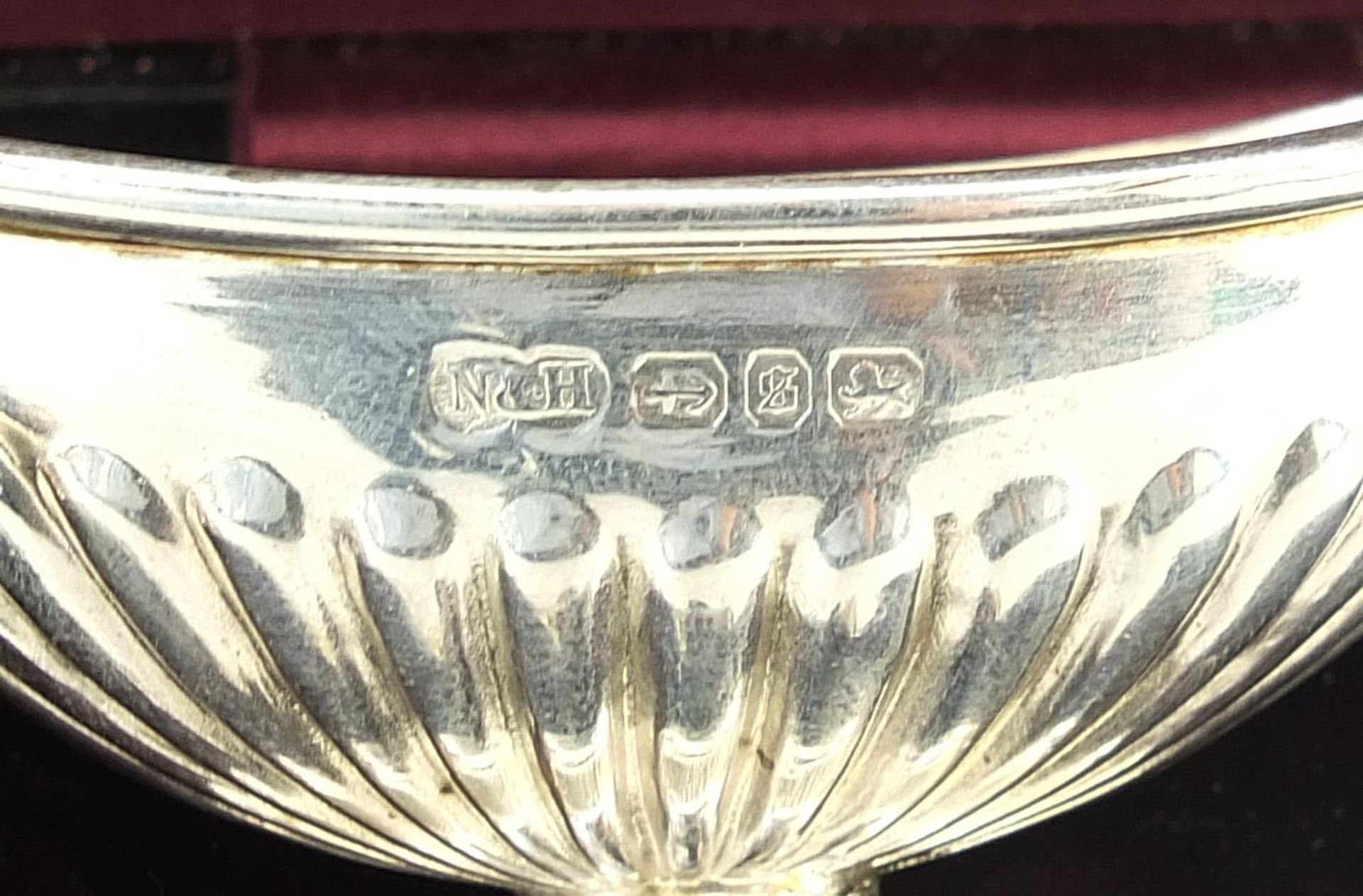 Nathan & Hayes, Pair of Victorian silver salts with a silver spoon and matched silver plated spoon - Image 3 of 4