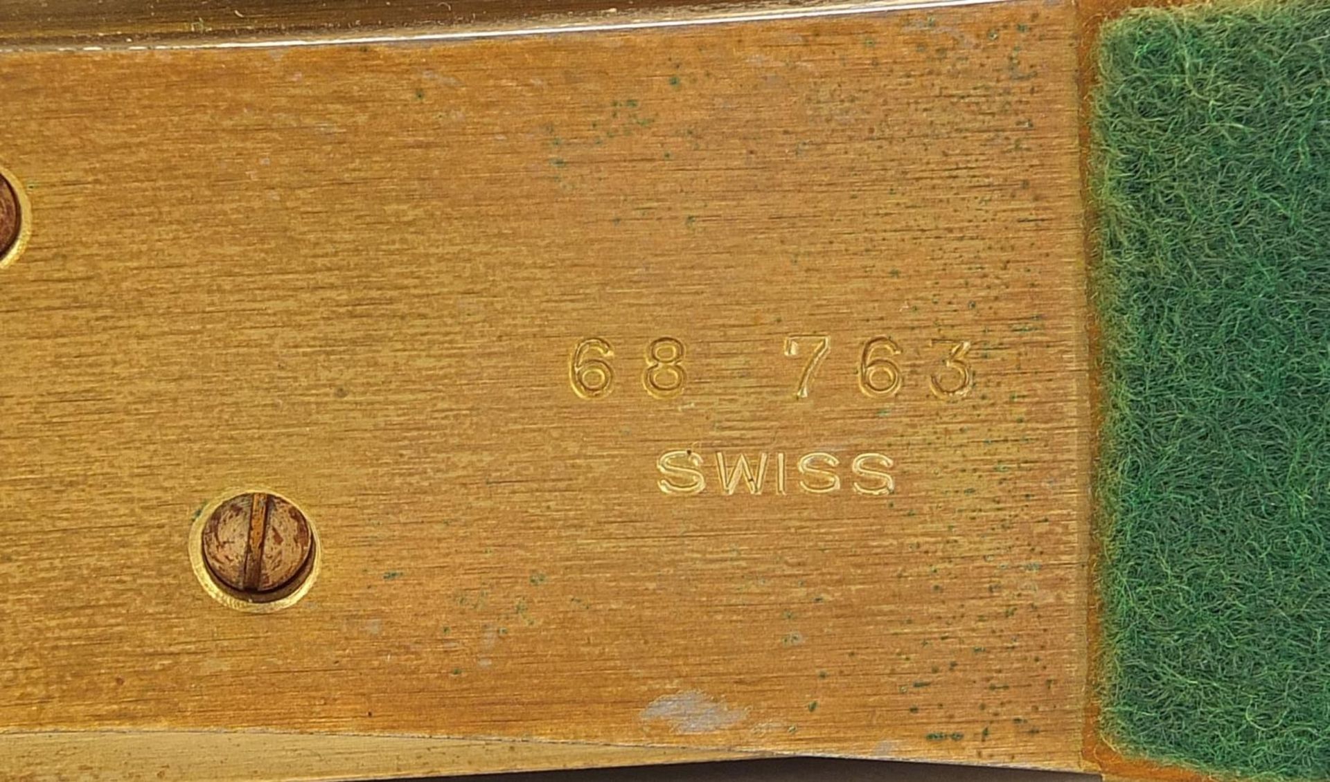 Imhof, Swiss eight day brass desk alarm clock, 16cm wide - Image 5 of 5