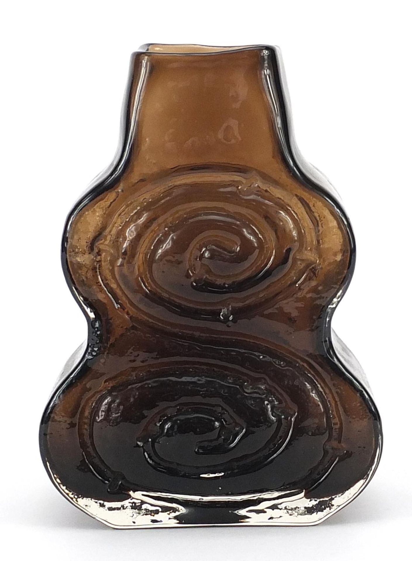 Geoffrey Baxter for Whitefriars, glass cello vase in cinnamon, 17.5cm high