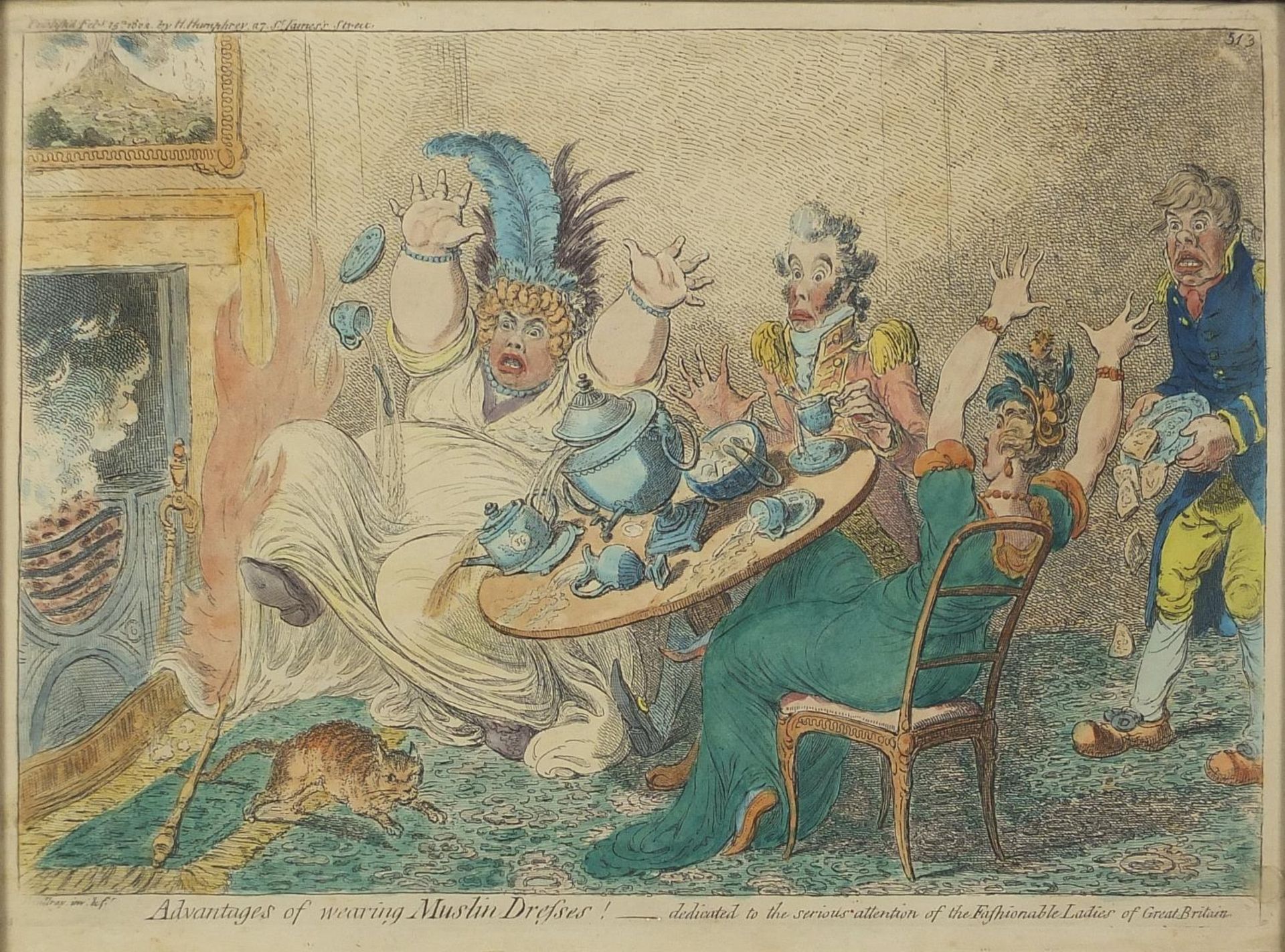 After James Gillray - Advantages of Wearing Muslin Dresses, dedicated to the serious attention of