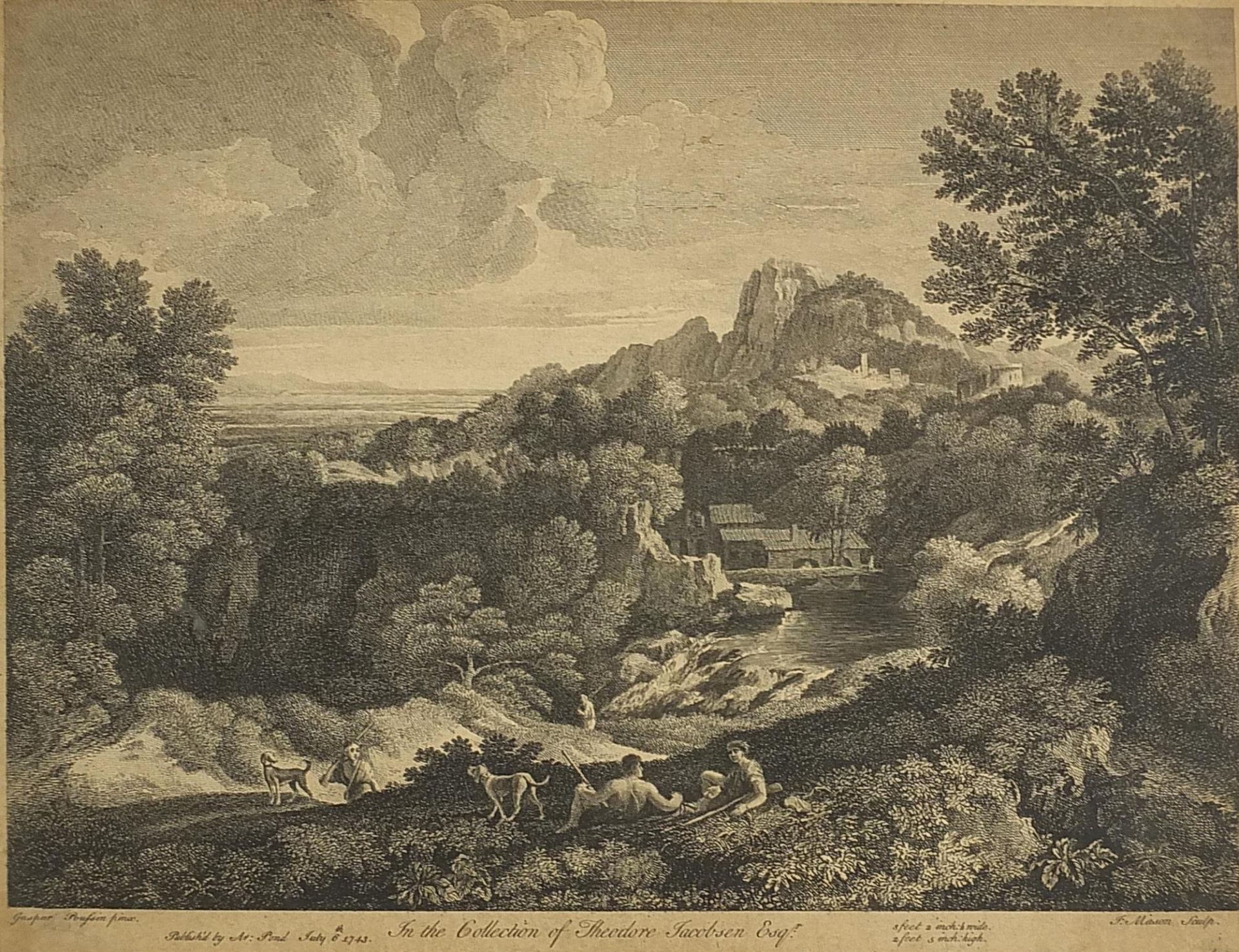 La Defaite des Sarazins and one other, two 18th century engravings, each mounted, framed and glazed, - Image 2 of 9