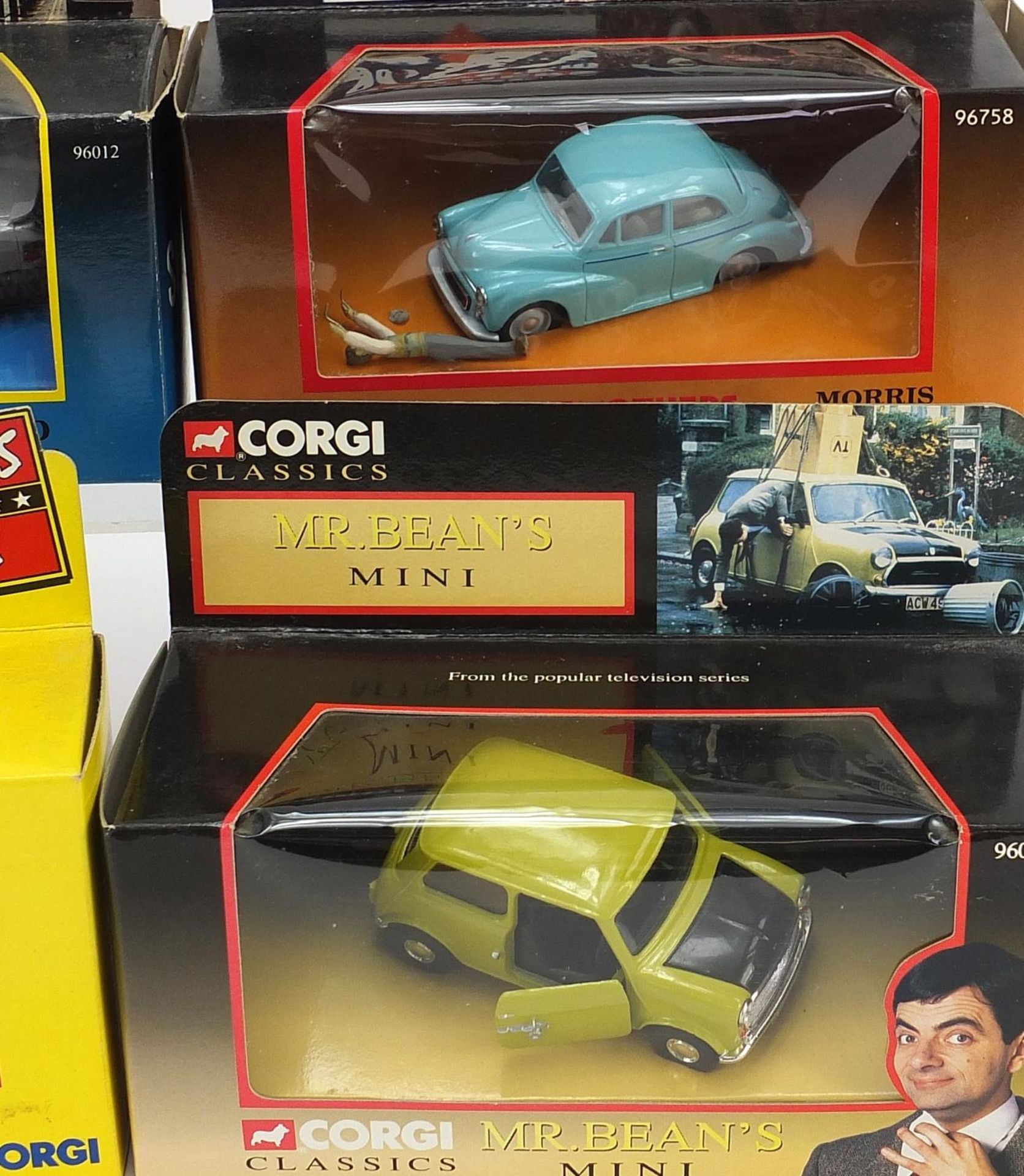 Six Corgi diecast vehicles with boxes including Mr Bean's Mini, Only Fools and Horses, Fawlty Towers - Image 3 of 3