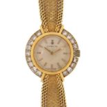 Corum, 18ct gold and diamond ladies wristwatch with 18ct gold strap, 20mm in diameter, 27.0g