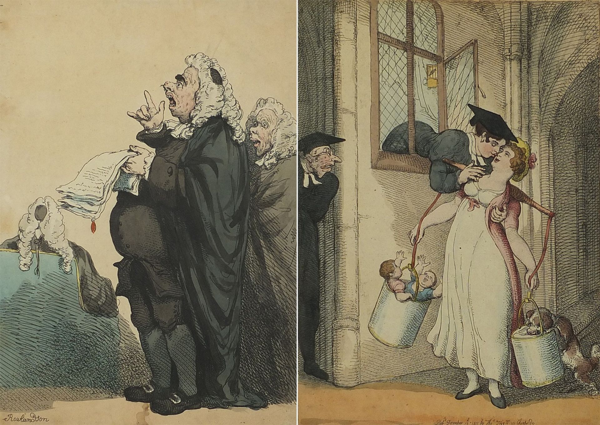 After Thomas Rowlandson - A Councillor and a Milksop, two early 19th century satirical prints in