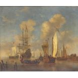 Manner of Abraham Jansz Storck - Dutch Men o'War, 18th century maritime oil on canvas, mounted and