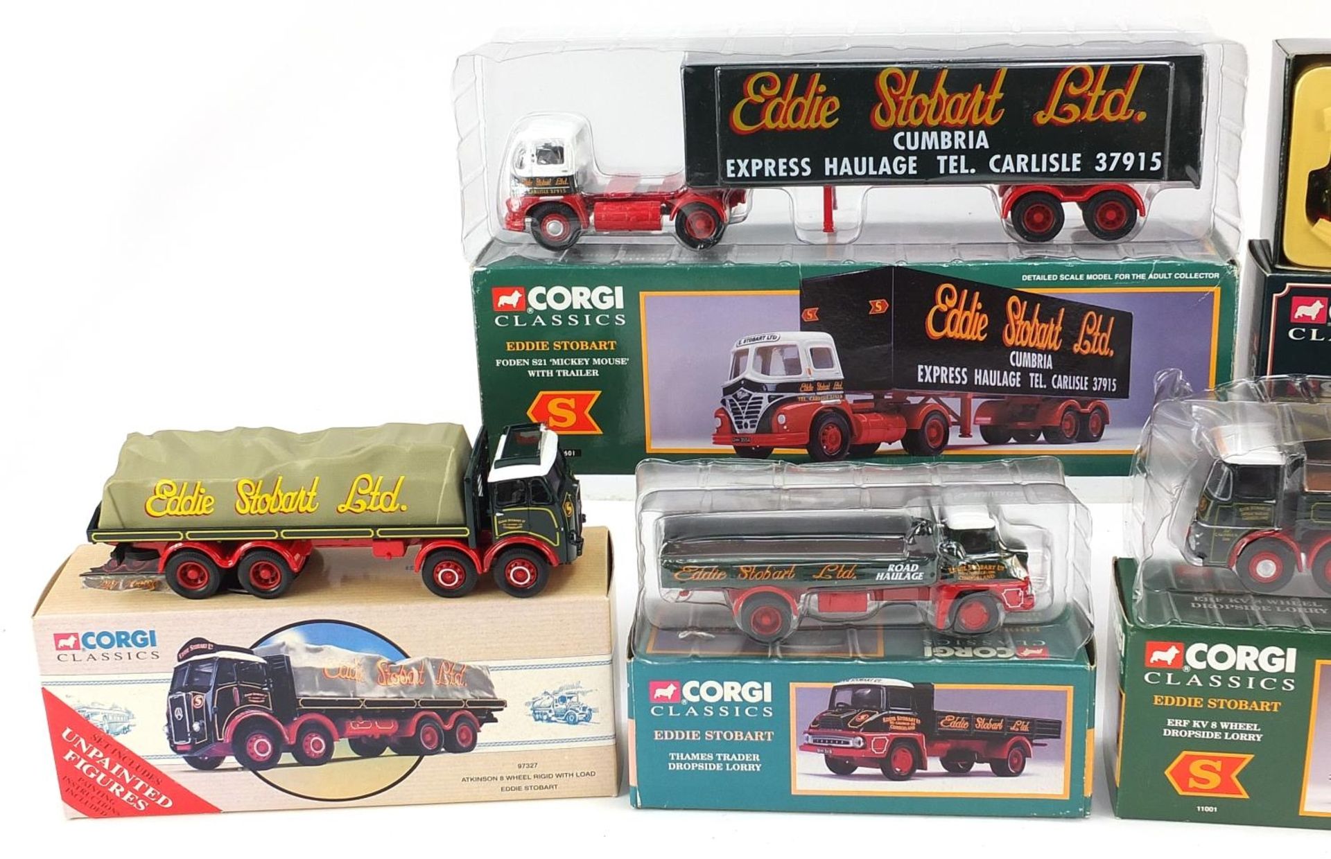 Six Corgi diecast Eddie Stobart advertising lorries with boxes including Foden S21 with trailer, - Image 2 of 3