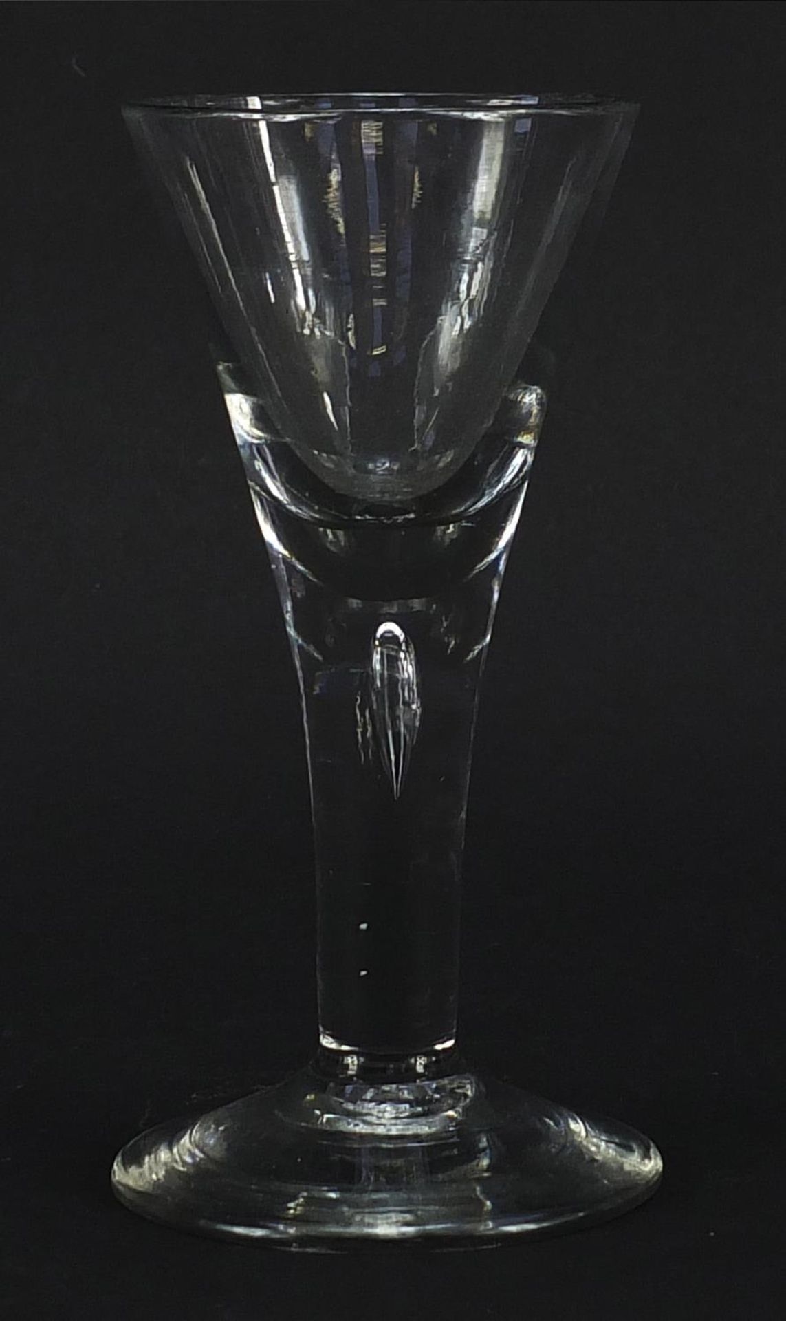 18th century wine glass with enclosed tear drop stem, 16cm high - Image 2 of 3