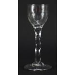 18th century wine glass with facetted stem, 15.5cm high