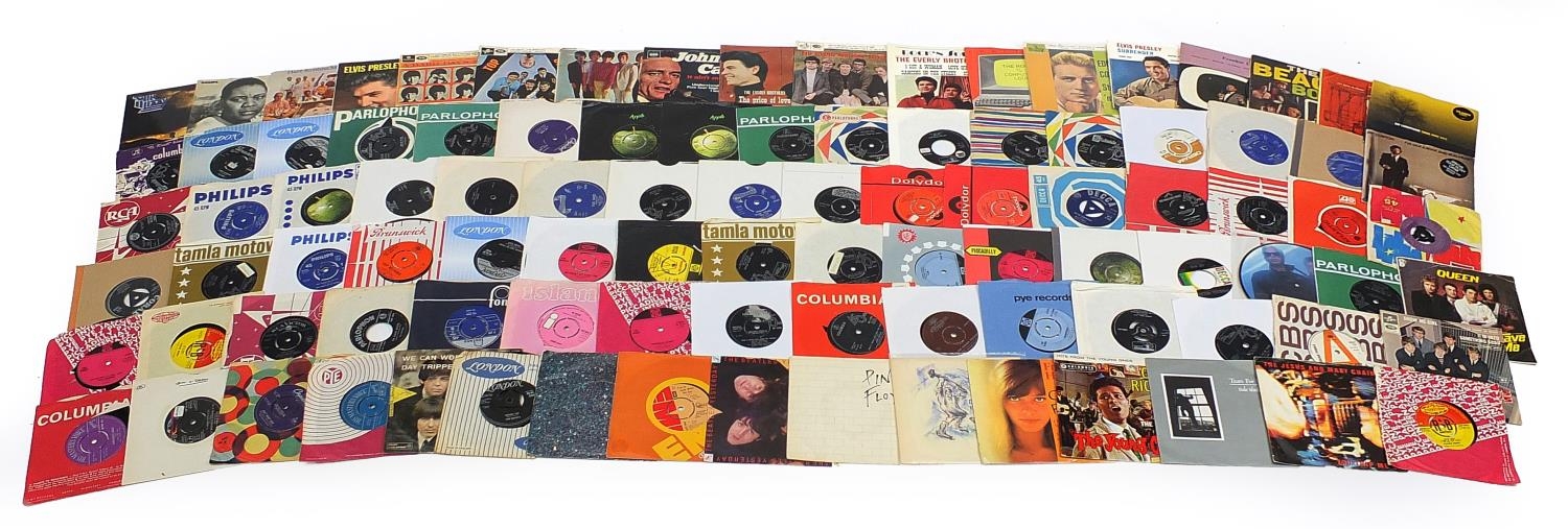 Sixties 45rpm records including Elvis Presley, The Beatles and related