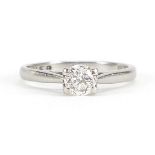 Forever Diamonds, Platinum diamond solitaire ring, the shank stamped 0.57, housed in a Forever