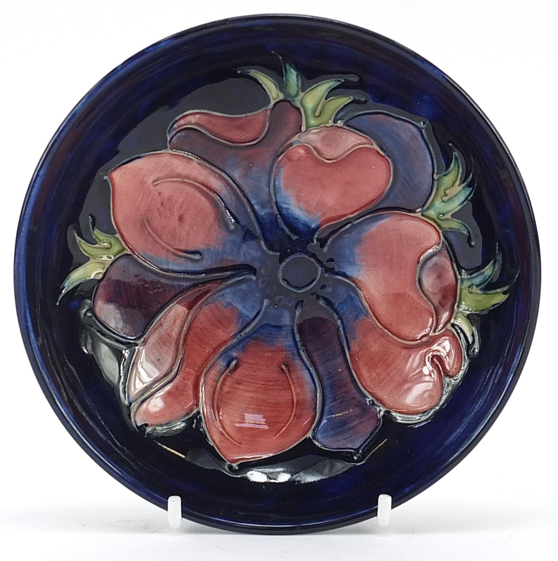 Moorcroft Pottery shallow dish hand painted with a flower, 14.5cm in diameter - Image 3 of 5