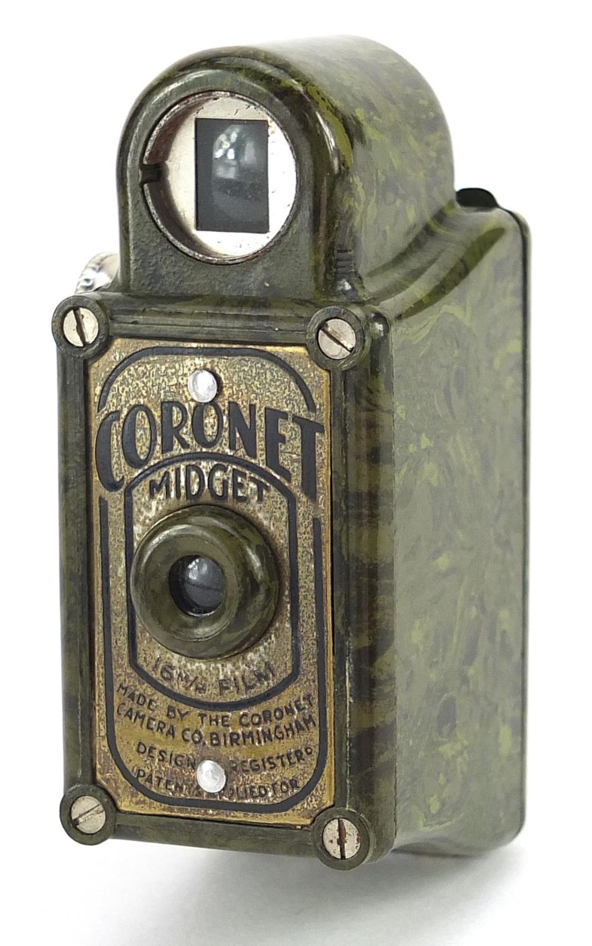 Vintage green marbleised Coronet Midget spy camera