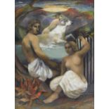 Christine Nisbet - Europa-Eternal Fantasy, oil on canvas, label verso, framed, 101cm x 76cm
