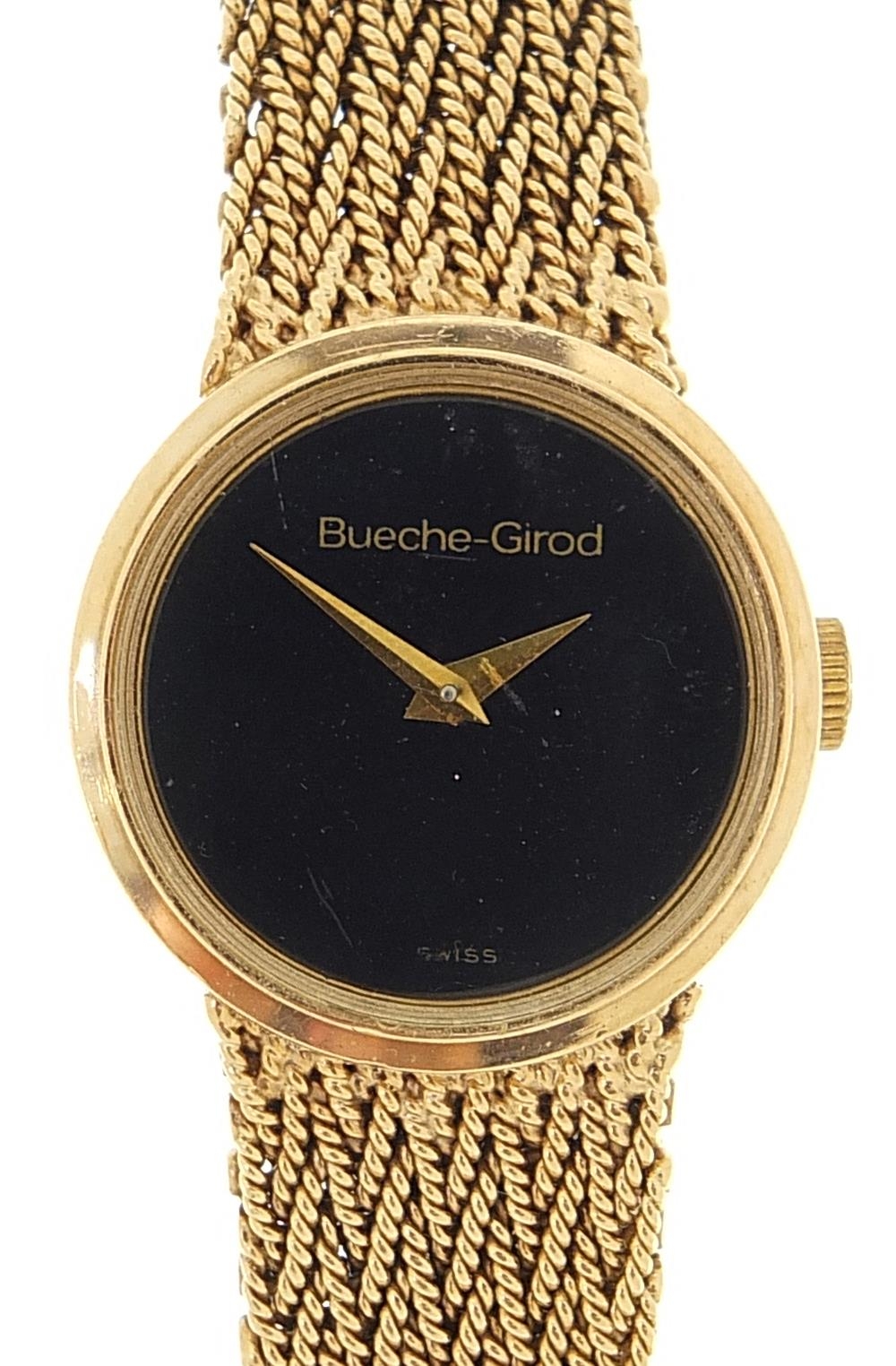 9ct gold Bueche Girod ladies wristwatch with 9ct gold strap, 49.7g