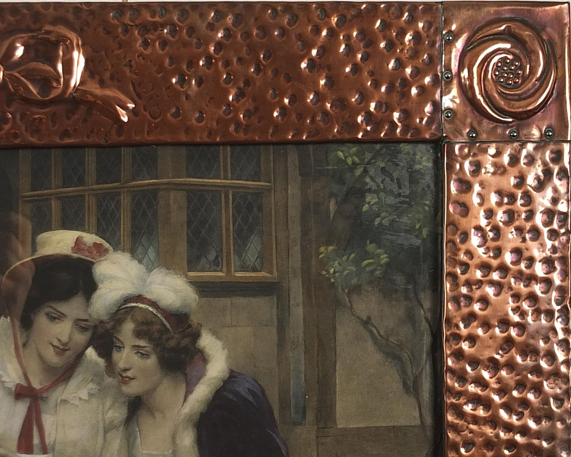 Manner of Liberty & Co, Arts & Crafts beaten copper frame embossed the love letter housing a - Image 7 of 9