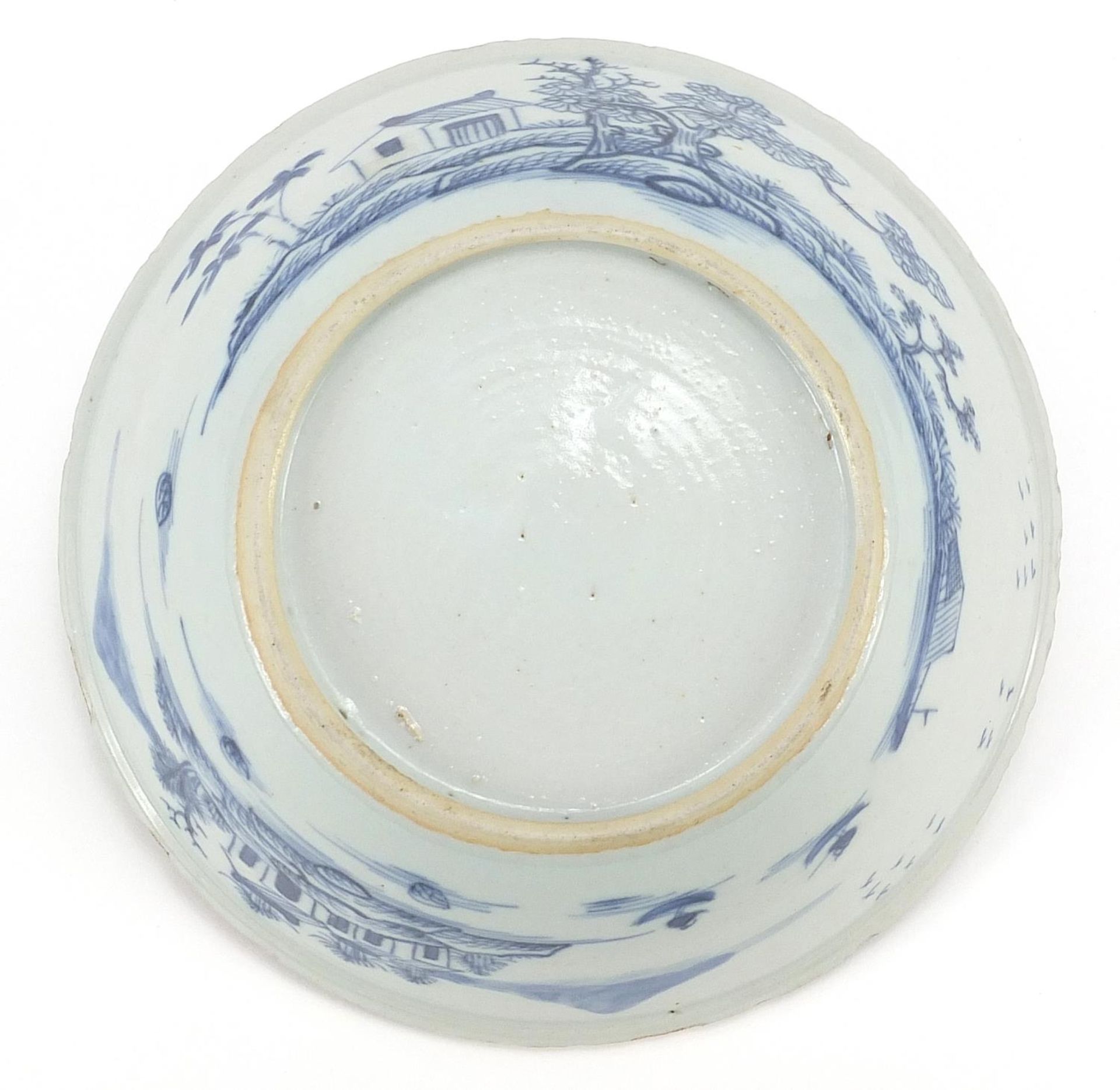 Chinese blue and white porcelain bowl hand painted with a river landscape and flowers, 15cm in - Image 4 of 4