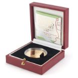 22ct gold England's Ashes Victory commemorative medal by The Royal mint with box and certificate,