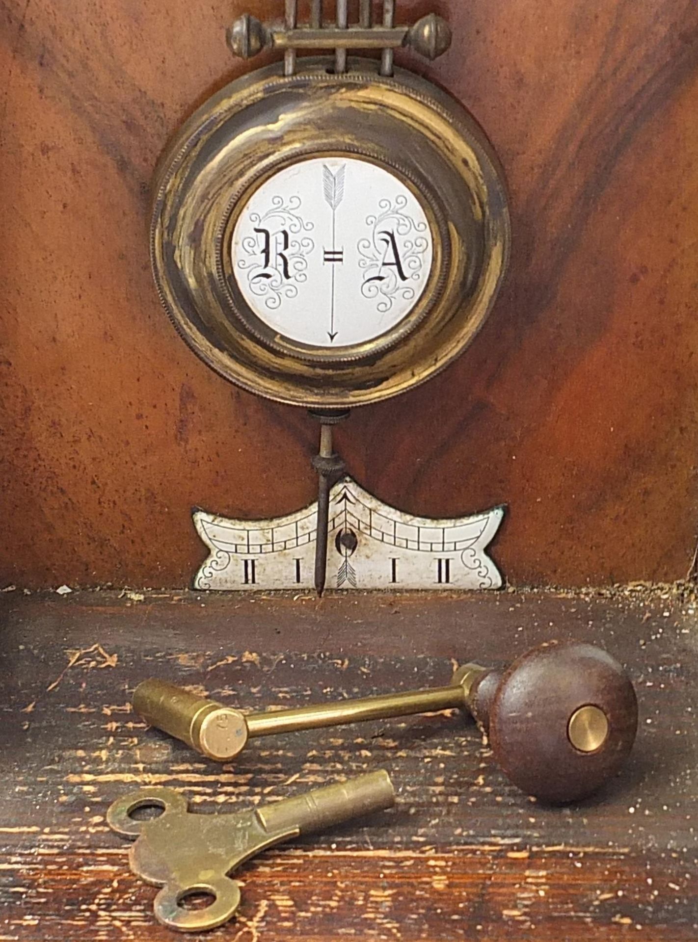 Mahogany Vienna Regulator striking wall clock with enamelled dial, 92cm high - Image 3 of 4
