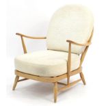 Ercol light elm Windsor armchair, 85cm high